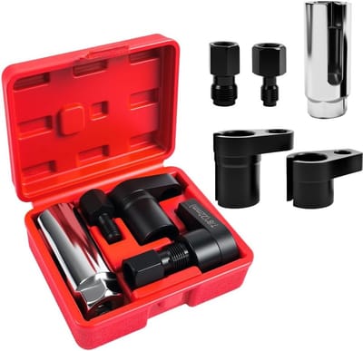 Complete Set van Sleutels en Gereedschap voor Lambda Probe en Draadreparatie, 1/2 Inch en 3/8 Inch Aandrijving, Inclusief M12 en M18 Moeren en Steeksleutels