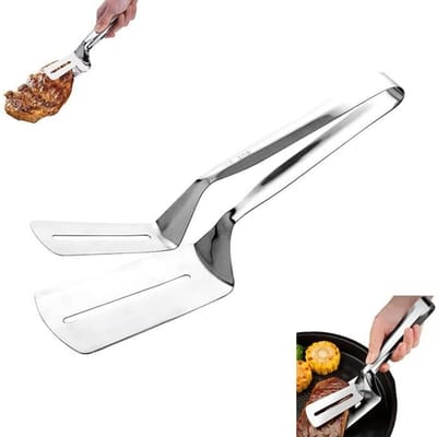 Pince de cuisson - Inox - Pince à steak deux en un - Acier inoxydable 304 - Essentiel - Multifonctionnelle