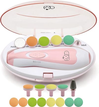 baby-nageltrimmer 21 in 1, veilige elektrische baby-nagelvijl, 13 extra gereedschappen, baby-nagelset, nagelknipper, tenen en nagels voor pasgeboren peuters, trimmen en polijsten (Roze)
