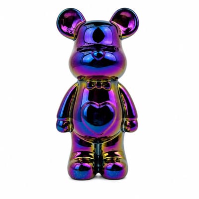 Enluxe Metalen Teddy Beertje Regenboogeffect TV Kast - Keramische Wijnkast en Decoratieve Opbergoplossing voor Moderne Interieur, Minimalistisch Design met Glanzende Afwerking, Ideaal als Statement Piece voor Woonkamer, Slaapkamer of Kantoor