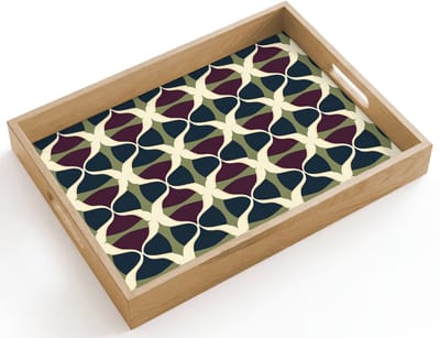 Dienblad hout 40x30 cm - Schootdienblad - Abstract - Retro - Kleurrijk - Borrelplank rechthoek - Plateau dienbladen