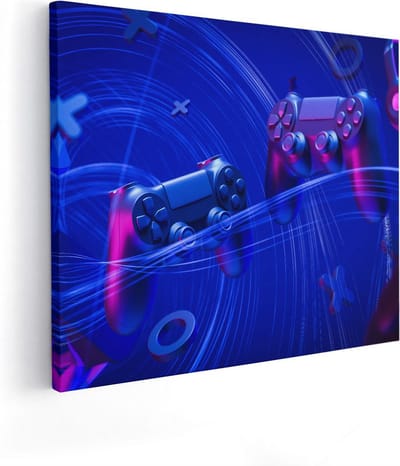 Artaza Canvas Schilderij Gamer Kantoor - 50x40 cm - Wanddecoratie Kantoor - Muurdecoratie Mancave - Schilderijen Op Canvas