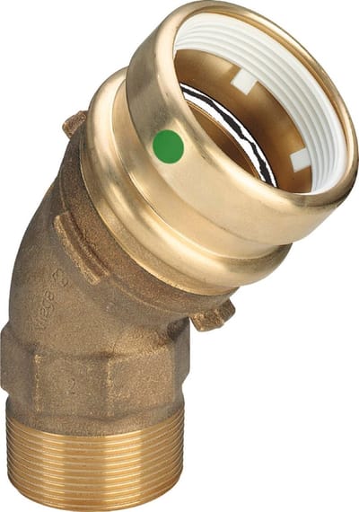 Viega Geopress-overgangsbocht 45 graden, d 63mm, R 2 roodkoper Model 9626.2TW, 768133