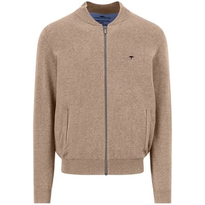 Fynch-Hatton Vest Superfine Cotton Zip Cardigan College Collar Taupe / male