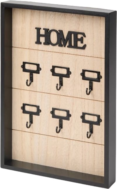Sleutelkast voor 6 sleutels SADIE - Sleutelhouder - Zwart / Wit / Bruin - Hout - 30 x 20 x 4 cm