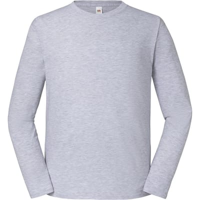 Fruit of the Loom Heren Iconic 195 Premium T-shirt met lange mouwen (Heide Grijs)