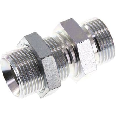 G 1'' Verzinkt Stalen Schotdoorvoer Borstnippel 225 Bar - Hydrauliek - FL2S-M-EZ-100G-BI