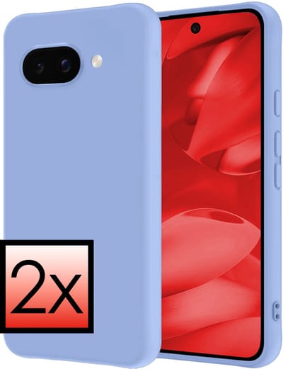 Hoesje - 2 Stuks - Geschikt voor Google Pixel 9a - Sterk & Shockproof - Case Siliconen - Back Cover - Telefoon Hoes - Lichtblauw