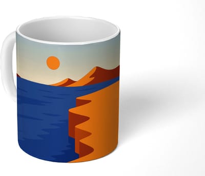 Mok - Koffiemok - Landschap - Bergen - Zon - Zee - Mokken - 350 ML - Beker - Koffiemokken - Theemok