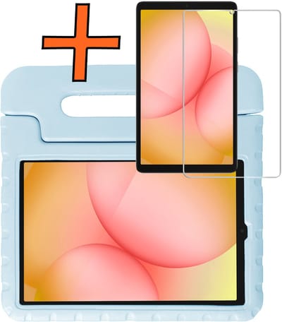 Hoesje - Geschikt voor Samsung Galaxy Tab A11 - Met Screenprotector - Kinderhoes Shockproof Bumper - Kidsproof Case - Tablet Hoes - Kinder Hoes Cover - Sky