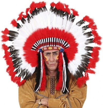 Luxe indianen hoofdtooi - rood - volwassenen - grote tooi - indianentooi - Carnaval accessoires - verkleedaccessoires
