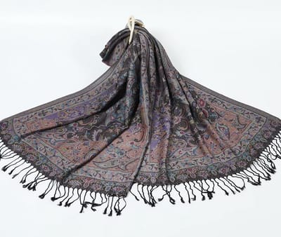 N3 Collecties Pashmina Zijden Sjaal Omkeerbaar Comfortabel Vintage Met Franjes 70X180cm