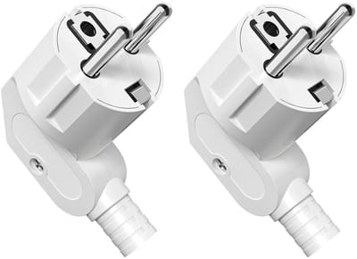 Earthed Schuko Stekker 250 V met Trekontlasting, Spatwaterdicht en Duurzaam, IP20, Schokbestendig, Wit - Set van 2 voor Veilig Gebruik in Huis en Tuin