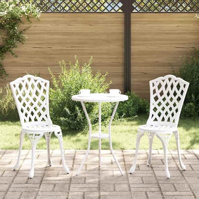 Bistroset 3-delig - Tuinmeubelen set - Buiten genieten - Aluminium constructie - 53 x 53 x 70.5 cm - Wit