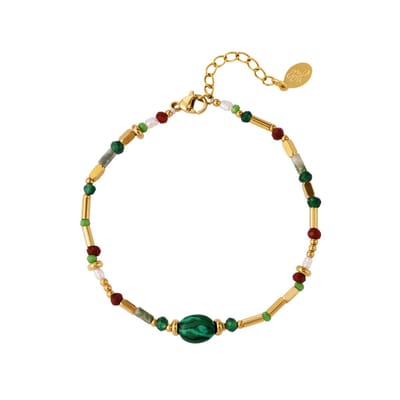 Kralen armband - Yehwang - Kralenarmband - One size - Goud/Groen