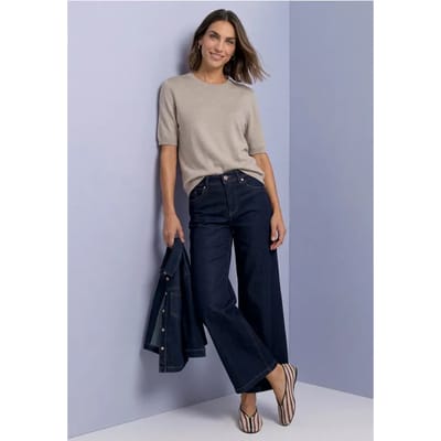 T-shirt met korte mouwen en ronde hals in effen kleur