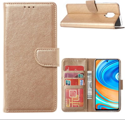 LuxeBass Hoesje geschikt voor Xiaomi Redmi Note 9 Pro / 9S - Bookcase Goud - portmonnee hoesje - telefoonhoes - gsm hoes - telefoonhoesjes