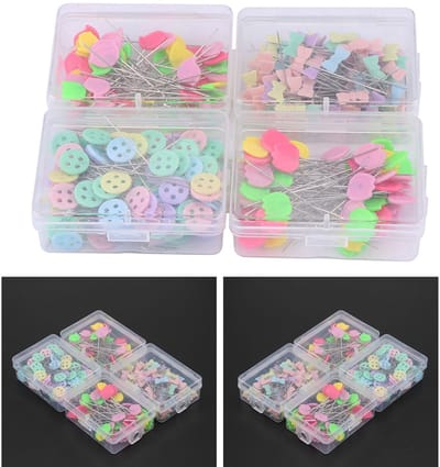 Pack de 300pcs Épingles droite à tête fleurs ou à tête Ours, Épingles droite Tête Colorées,Épingles Plat Colorées,DIY Quilting Outil Accessoires de Couture, Artisanat