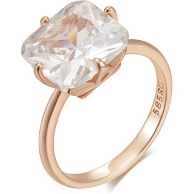 Bague de mariage carrée pour femme Mode Couleur Or Rose Blanc Brillant Zircon Naturel Accessoires Bijoux Quotidiens 10 white