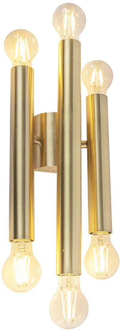 QAZQA tubi - Art Deco Wandlamp voor binnen - 6 lichts - D 100 mm - Goud/messing - Woonkamer | Slaapkamer | Keuken
