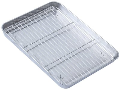 Allecto - Roestvrijstalen Bakplaat - Multifunctionele Bakplaat - Groot met rek - Bakvorm met Koelrek - Keukenaccessoire - Geschikt voor Bakliefhebbers