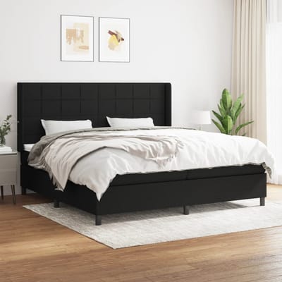 vidaXL - Boxspring - met - matras - stof - zwart - 200x200 - cm