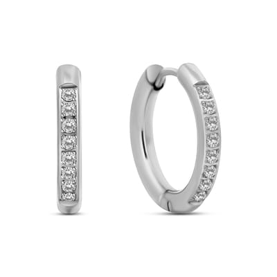 CO88 Collection - 8CE-70580 - Stalen Oorringen - Oorbellen - 17mm - 6 Steentjes - Zilverkleurig
