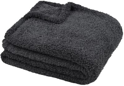 Stof Textiles Plaid/bankdeken Montreal - antraciet - 130 x 160 cm - harige polyester stof - 1 persoons