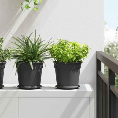 vidaXL - Ronde - Bloempot - 6 - st - Zwart - Ø - 19 - x - 16,5 - cm - Kunststof