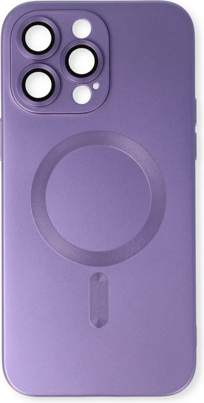 Casemania Hoesje Geschikt voor Apple iPhone 15 Pro - Paars - Matte Siliconen Back Cover - Geschikt voor Magsafe