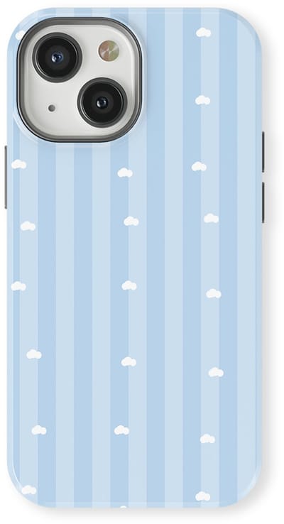 DripCase Hoesje geschikt voor iPhone 13 Mini | Happy Stripes Motief | Magnetisch Opladen | 2-in-1 Ontwerp | Vrolijke Backcover geschikt voor iPhone 13 Mini Cotton Sky