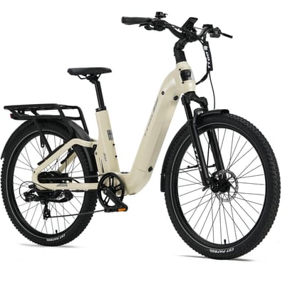 TTGO E-SUVO 27,5  Elektrische Fiets, 48V 15Ah Batterij, Shimano 7-Versnellingen, Hydraulische Schijfremmen wit