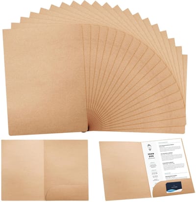 Dailygoods- Documentenmap A4 25 stuks - Presentatiemap met kaartsleuven - Kraftpapier 40 g - Ringmap voor kantoor/school - 310 x 220 mm - Duurzaam en robuust