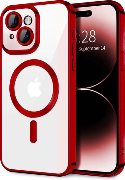 TG Techgrip - Hoesje Geschikt voor iPhone 14 Magsafe Compatible Rood - Back Cover Hoesje met ingebouwde 9H HD camera glas bescherming - Rood Hoes Geschikt voor iPhone 14