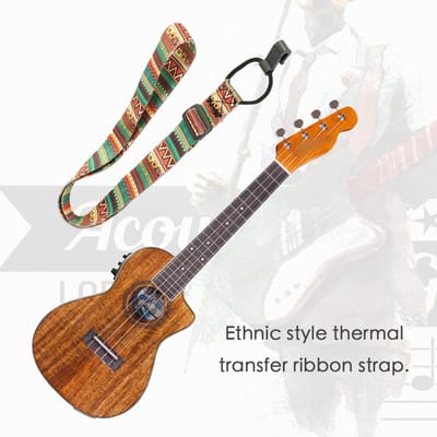 Sangles de Ukulélé Colorées Ruban de Transfert Thermique Style Ethnique Sangle Pratique pour Petite Guitare Accessoire d'Instrument de Musique gray