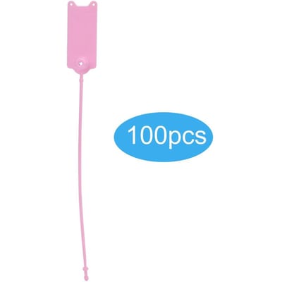 100 Stuks 195mm Wegwerp Kabelbinders Anti-diefstal Zelfsluitende Tie voor Kleding Koffer Schoenen Tas roze