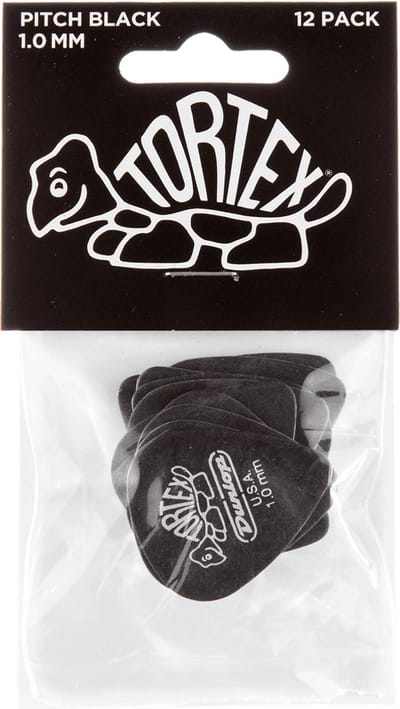 Jim Dunlop Tortex Pitch Black - Plectrums - 1,00 mm - Player's Pack 12 Stuks
