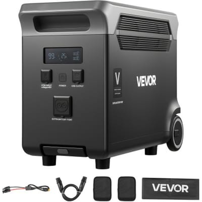 VEVOR Extra Batterij voor Portabele Power Station, 3840Wh LiFePO4 Extra Uitzettingsbatterij met 3 Uitgangsporten voor Thuisgebruik, Outdoor Kampen, Road Trips, RVs, Emergencies
