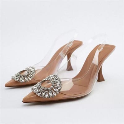 Luxe Strass Transparante Hakken Pvc Dames Schoenen Nieuwe Puntige Stiletto Hoge Hakken Dames Feest Bruiloft Schoenen 38 gray