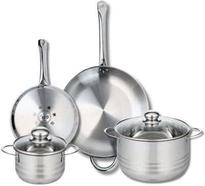 Set van 2 Koekenpannen 24 en 32 cm en 2 kookpotten 16 en 24 cm Elo Profi Brillant