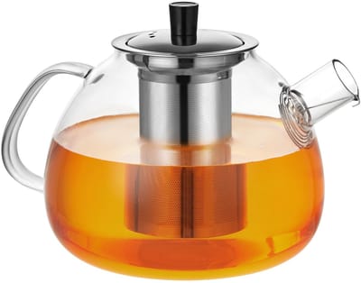 Dailygoods- Theepot met zeef 1,6 liter - Dubbelwandig glas - Roestvrij staal filter - Geschikt voor geurthee - Warmhouder - Transparant ontwerp - Theekanne