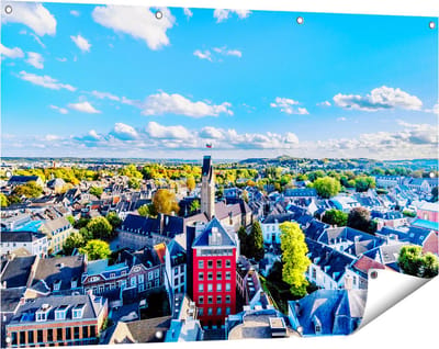 Gards Tuinposter Maastricht Stad met Huizen - 120x80 cm - Tuindoek - Tuindecoratie - Wanddecoratie buiten - Tuinschilderij