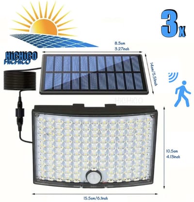 HiCHiCO® Buitenlamp – Solar Buitenlampen met bewegingssensor – Buiten Wandlampen – Beveiligingslampen - Tuinverlichting 3Pcs