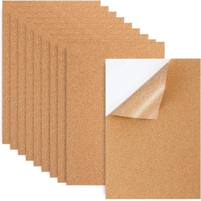 SnelShoppen - Pack van 10 Zelfklevende Kurkborden 30 x 21 cm - 2 mm Dikke Kurkplaten voor Wanddecoratie, Coasters en Creatieve Klussen