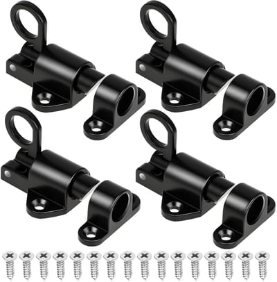 Dailygoods - 4 stuks automatische deurvergrendeling met veervergrendeling en schroef, veervergrendeling, schuifvergrendeling, veervergrendeling met veereffect, deurscharnier voor houten deuren, ramen, kastdeuren