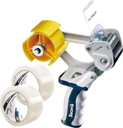 Verpakkingstape Dispenser Heavy Duty - Inclusief 2 Gratis Rollen Transparante Tape - Verzending Verhuizen Kantoor Magazijn