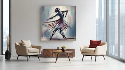 Vierkant Canvas Schilderij - Abstract - Kunst - Stroom van Elegantie - 40x40x2 cm