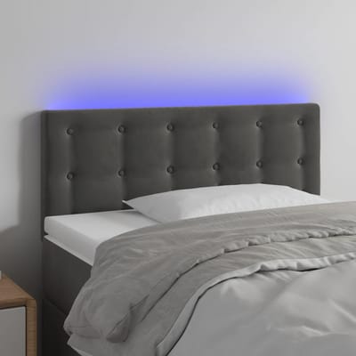vidaXL - Hoofdbord - LED - 80x5x78/88 - cm - fluweel - donkergrijs