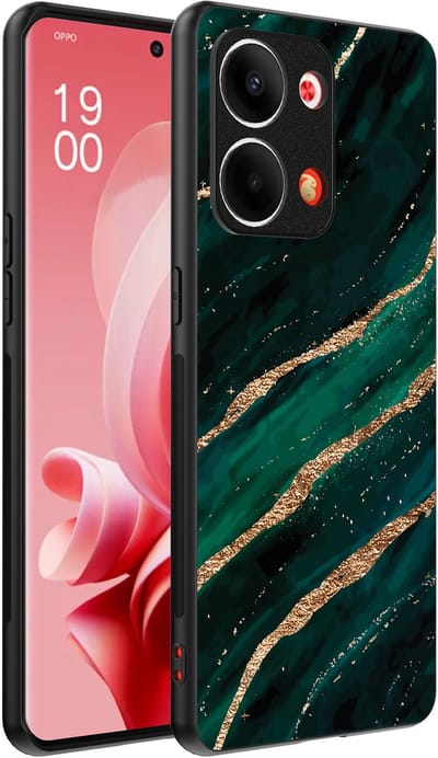 Smartphonica Telefoonhoesje Geschikt voor Oppo Reno 9 / 9 Pro met marmer opdruk - TPU backcover case marble design - Groen Goud geschikt voor Oppo Reno 9;Oppo Reno 9 Pro