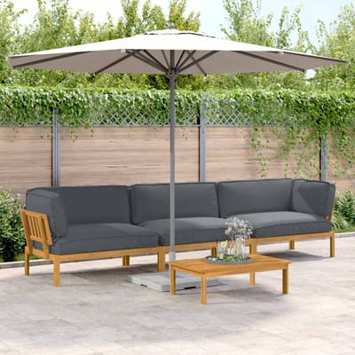 vidaXL - Bankstel - 4 - st - Antraciet - Massief - Acacia - Hout